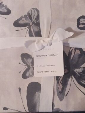 Pottery Barn Gray Floral Shower Curtain